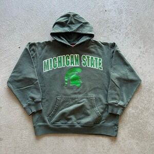 Vintage 90s Michigan State University Sweatshirt Size Small Green MSU Hoodie